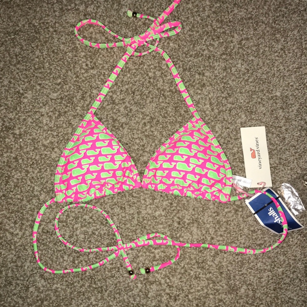 Pink and Green Vineyard Vines Bikini Top